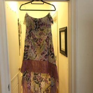 Strapless ruffled high-low dress